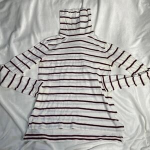 MADEWELL Red Maroon White Striped Turtleneck Longsleeve Tee Shirt XXS‎